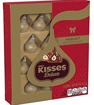 a box of chocolate from Hersheys Kisses
